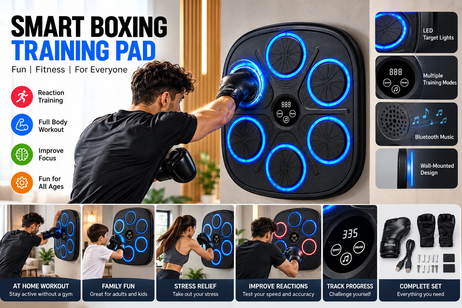 Intelligent Boxing Machine | Smart LED Punching Trainer